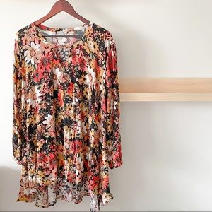 Jodifl black red floral tunic dress top